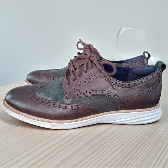 Cole Haan Men's Leather Men’s Casual Brogue Sneakers  Brown & Camouflage - Picture 2 of 13